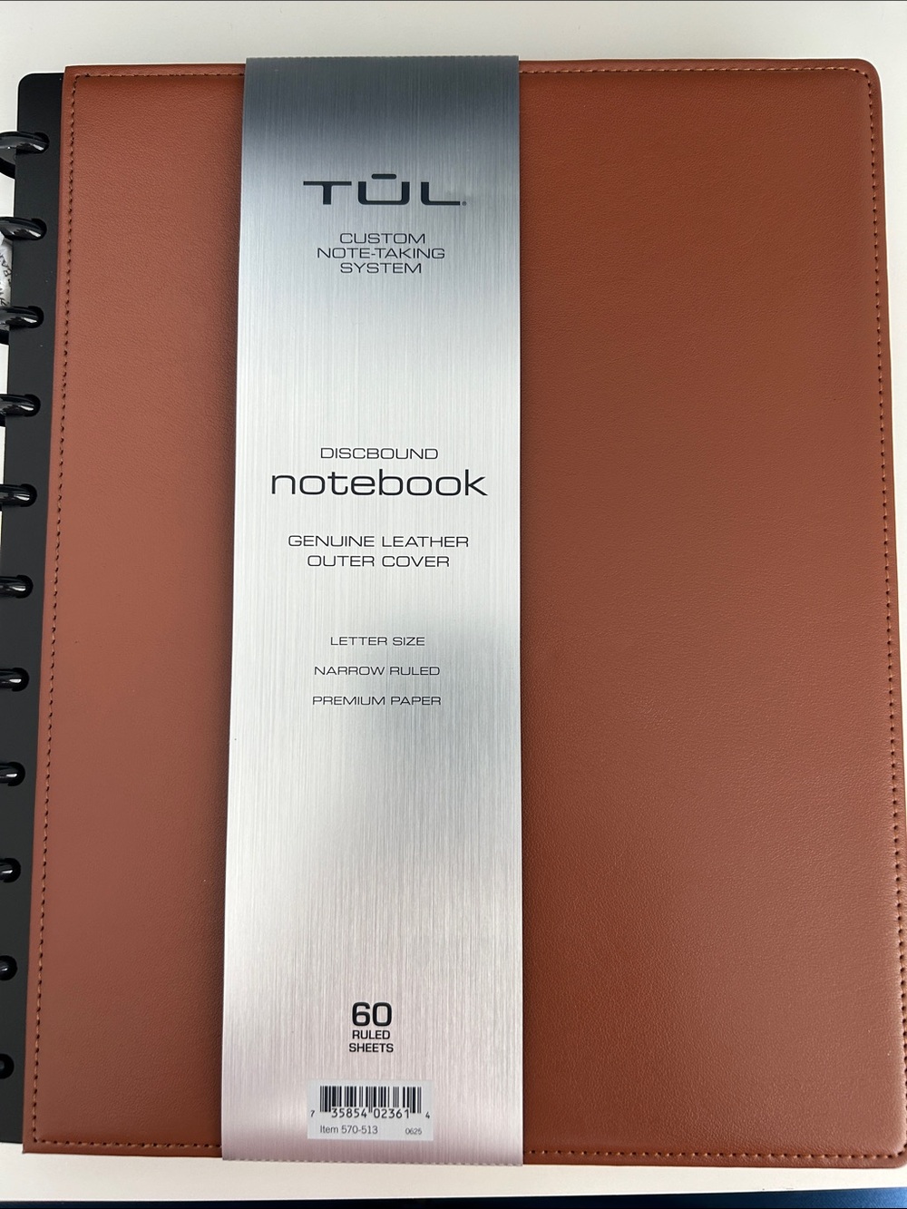 TUL Genuine Leather Discbound Notebook — Brown, refillable, NWT